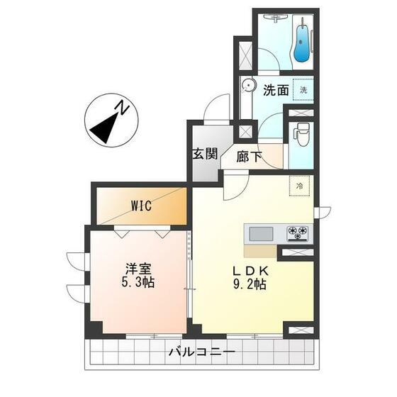 MUTIARA(1LDK/2階)の間取り写真