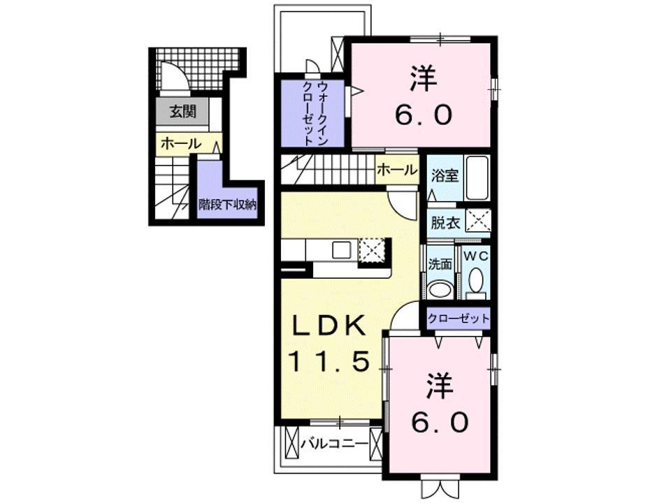 フォレスタ B(2LDK/2階)の間取り写真