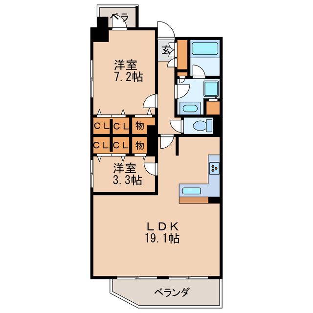 プレサンス錦エボリューション(2LDK/7階)の間取り写真