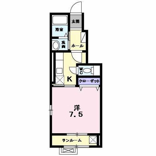 ヴィレッタ(1K/1階)の間取り写真
