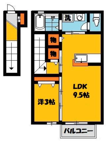 REVE・K(1LDK/2階)の間取り写真