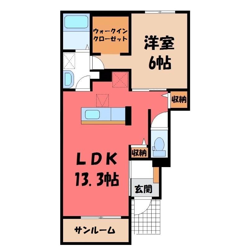 シャローム I(1LDK/1階)の間取り写真