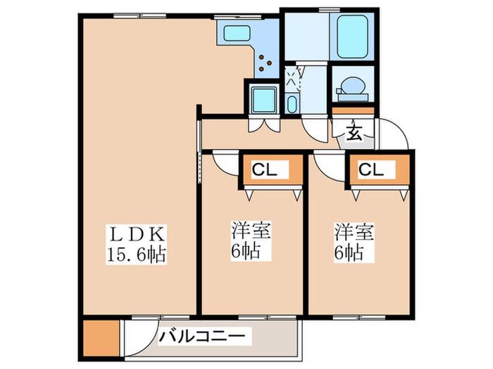 けやき台団地37号棟(2LDK/4階)の間取り写真