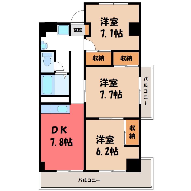 坂口コーポ(3DK/2階)の間取り写真