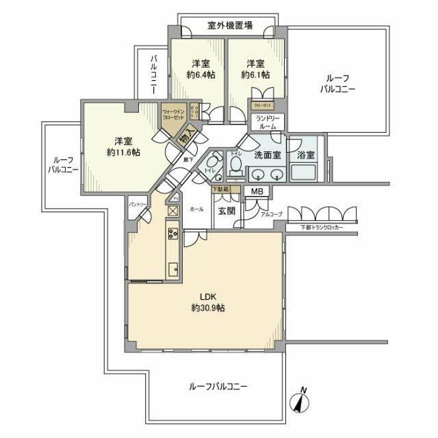 パークハウス・ジオ六番町(3LDK/5階)の間取り写真