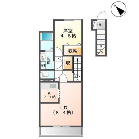 T-FLAT A(1LDK/2階)の間取り写真