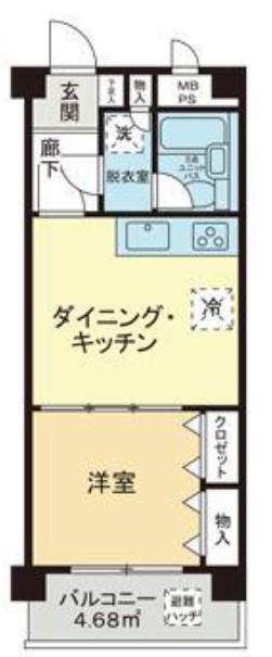 ライオンズマンション新板橋(1DK/3階)の間取り写真