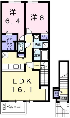ベル・セーズII(2LDK/2階)の間取り写真