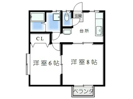 パルハウス(2DK/2階)の間取り写真
