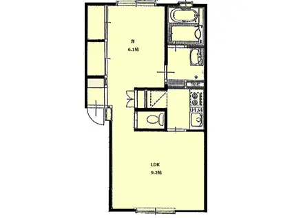 レジーナB(1LDK/1階)の間取り写真