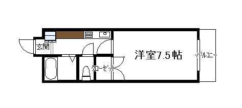 ベルトピア宮崎4(1K/4階)の間取り写真