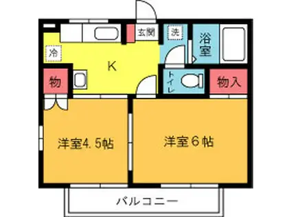 S・マリーンパルB(2K/2階)の間取り写真