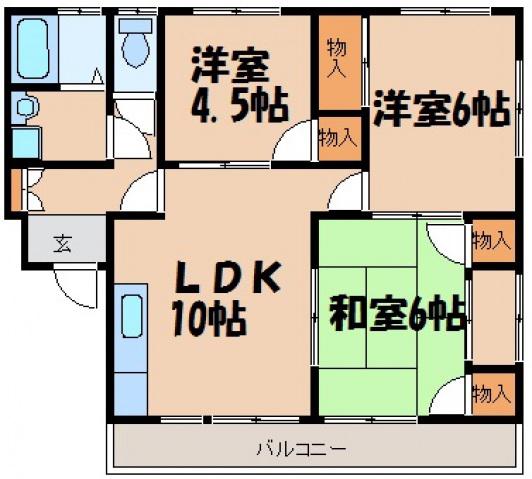 ギラソーレ福光(3LDK/2階)の間取り写真