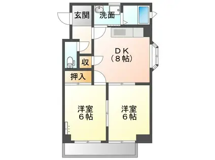 ドミール(2DK/1階)の間取り写真