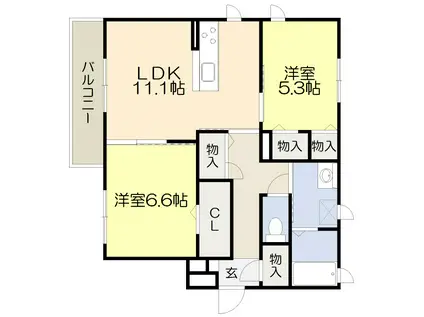 VINCULUM SK(2LDK/2階)の間取り写真