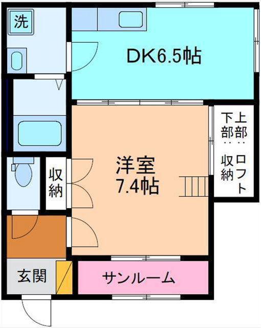 ソレアード(1DK/2階)の間取り写真