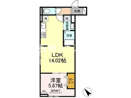 セレスティア西台B(1LDK/1階)の間取り写真