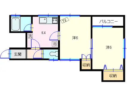 大町スカイハイツ(2K/2階)の間取り写真