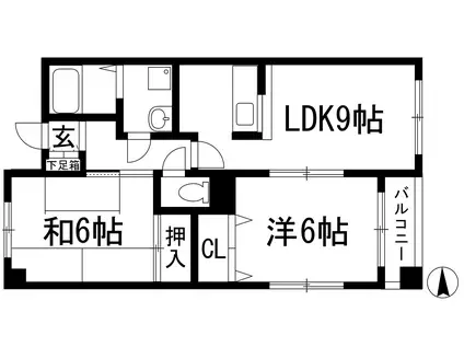 コートハウス神田(2LDK/2階)の間取り写真