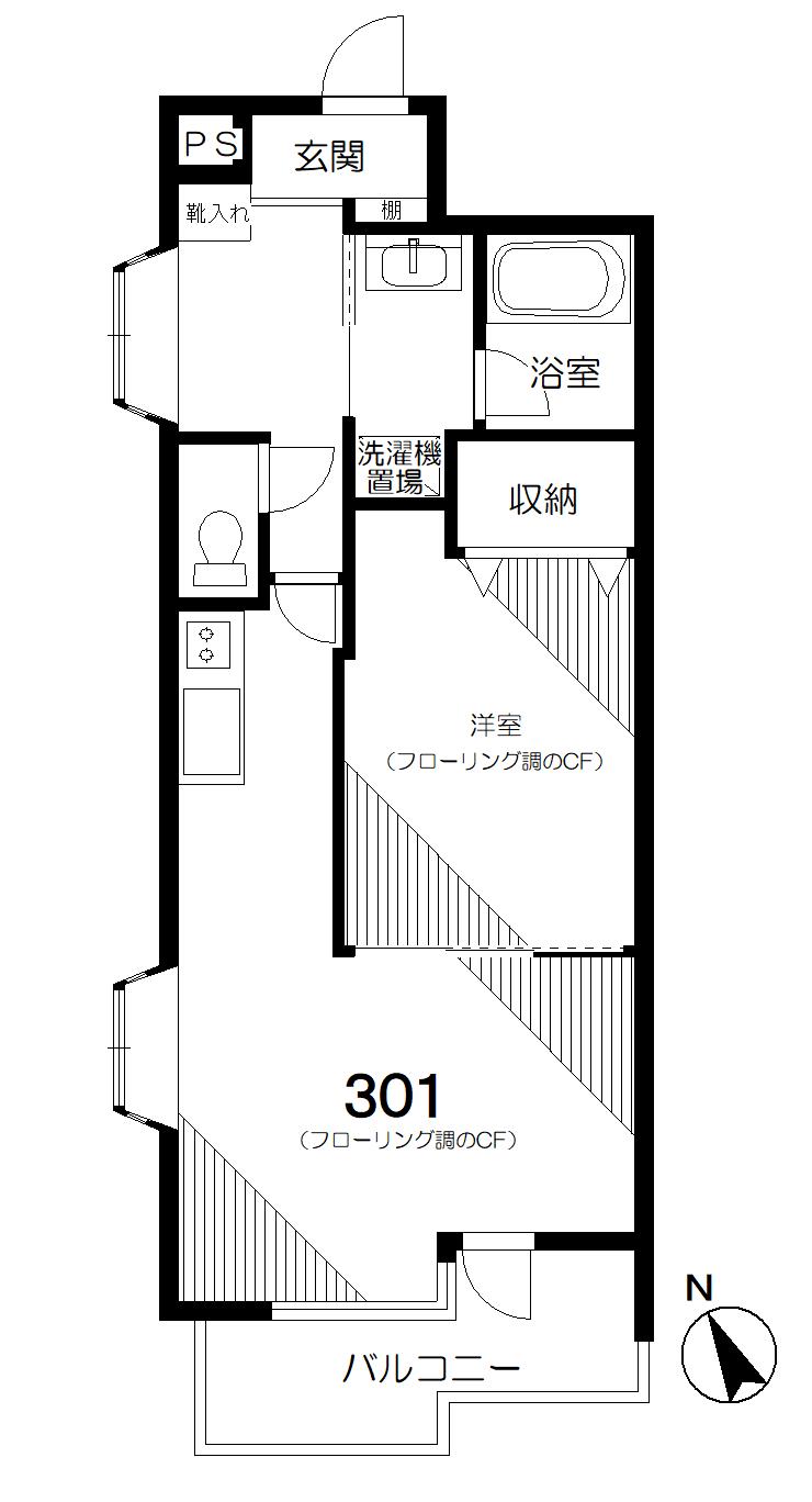 かなりマンション赤坂(1DK/3階)の間取り写真