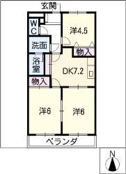 ロイヤルリバー98(3DK/2階)の間取り写真