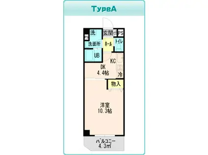 グレイス第8マンション(1DK/4階)の間取り写真