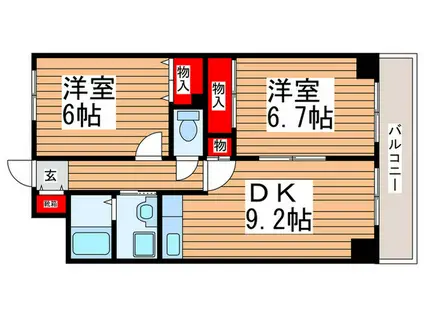 グレースコート富浜(2DK/3階)の間取り写真