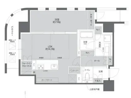 THE WEAVE MINAMI SEMBA(1LDK/8階)の間取り写真