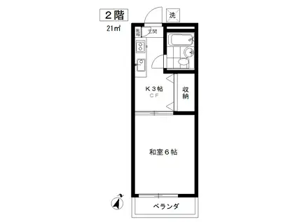 ハイムすみれ(1K/2階)の間取り写真