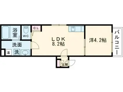 GRANDIR堺石津(1LDK/3階)の間取り写真