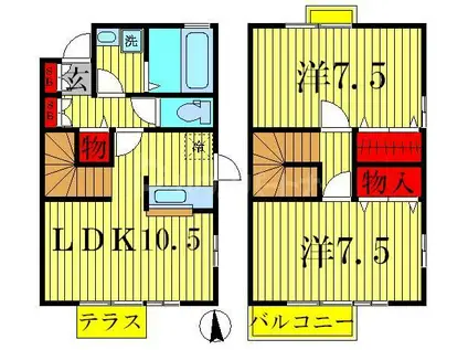 グラン セーヌI(2LDK/1階)の間取り写真