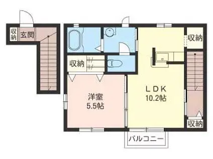 パインズD(1LDK/2階)の間取り写真