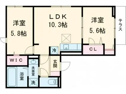 FLORA(2LDK/2階)の間取り写真