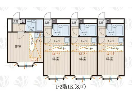 BCASA横須賀堀ノ内RE-BORN(ワンルーム/1階)の間取り写真