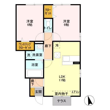 フローレス(2LDK/1階)の間取り写真