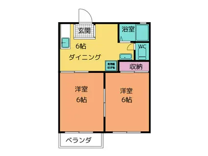 ロイヤル小塩II(2DK/2階)の間取り写真
