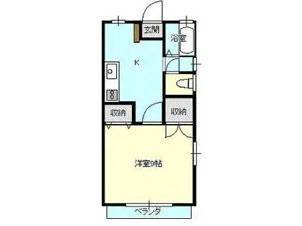 コンフォート桜木(1DK/2階)の間取り写真