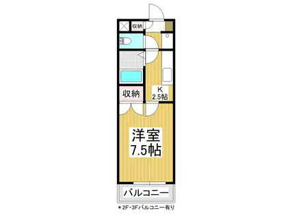 パークハイツ島内(1K/3階)の間取り写真