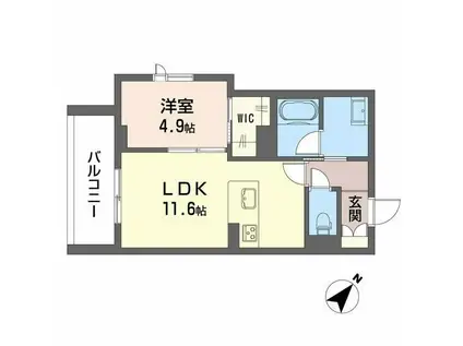 ベンガレンシス(1LDK/2階)の間取り写真