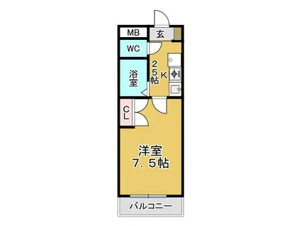 コモード・カルム河原町(1K/1階)の間取り写真