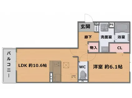 ジラソーレ(1LDK/2階)の間取り写真