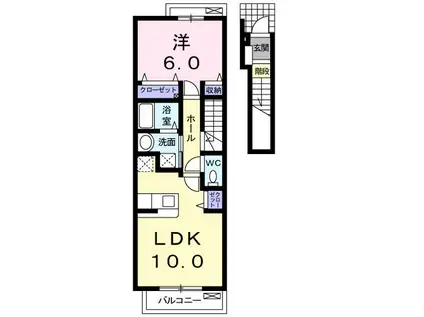 ソル・レヴェンテ(1LDK/2階)の間取り写真