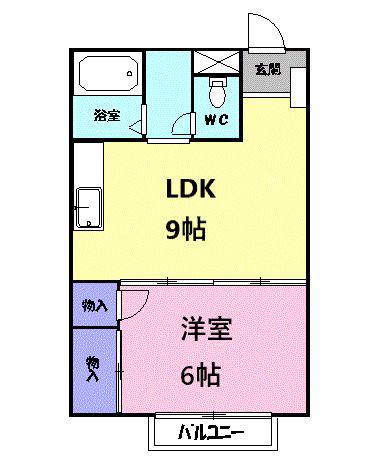 エリール千野根(1LDK/2階)の間取り写真