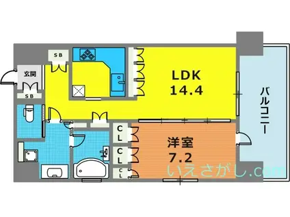 リーガル神戸三宮(1LDK/2階)の間取り写真