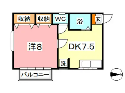 リバティヒルズ倉敷(1DK/1階)の間取り写真