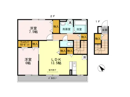 コンフォーティア(2LDK/2階)の間取り写真
