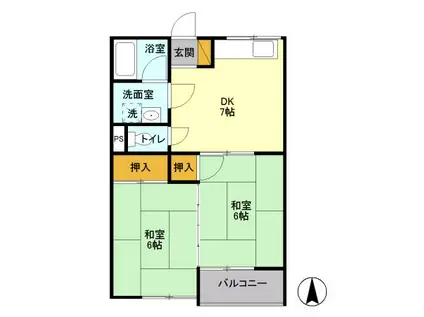 メゾン梨花(2DK/1階)の間取り写真