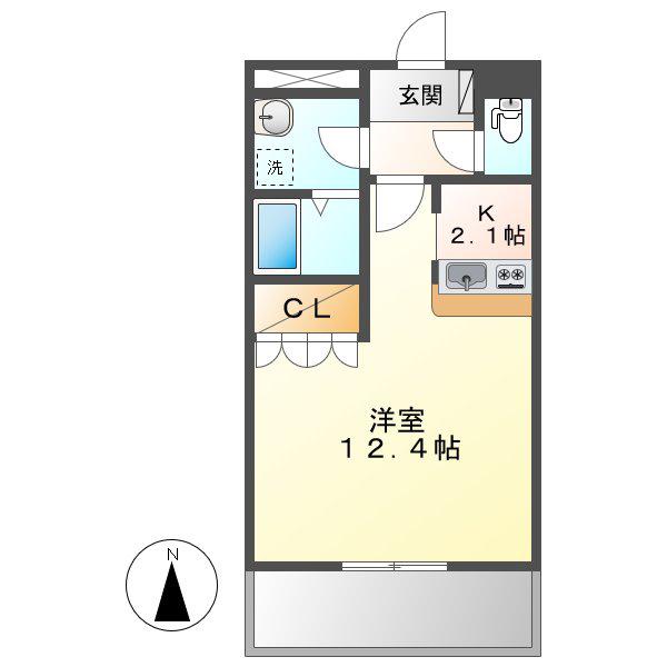 グレースフィオーレ(1K/1階)の間取り写真