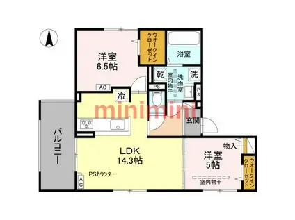 D-RESIDENCE下田部B(2LDK/2階)の間取り写真