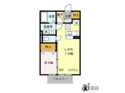 ベルデュール(1LDK/2階)の間取り写真